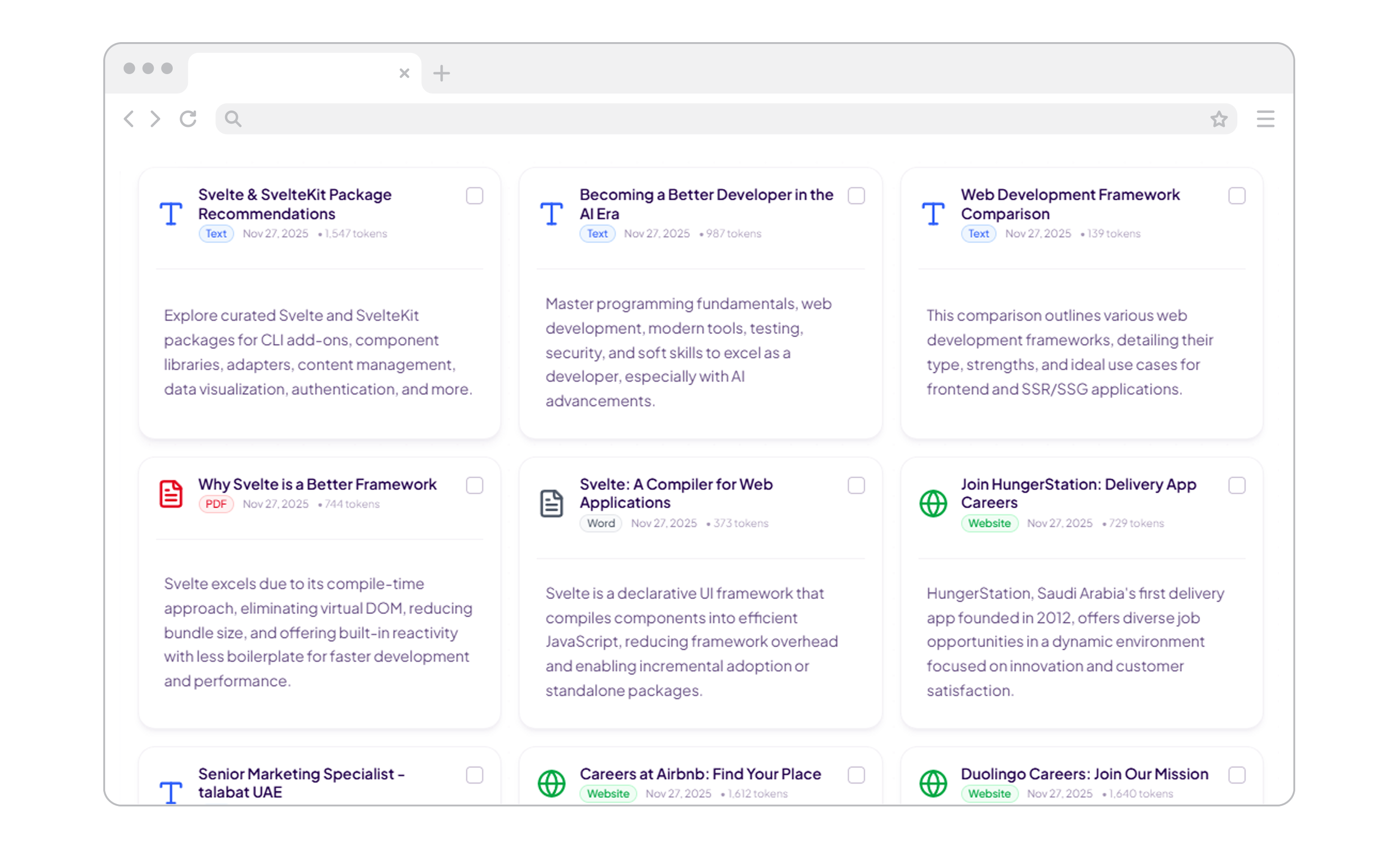 After: Organized project materials in a clean, structured interface
