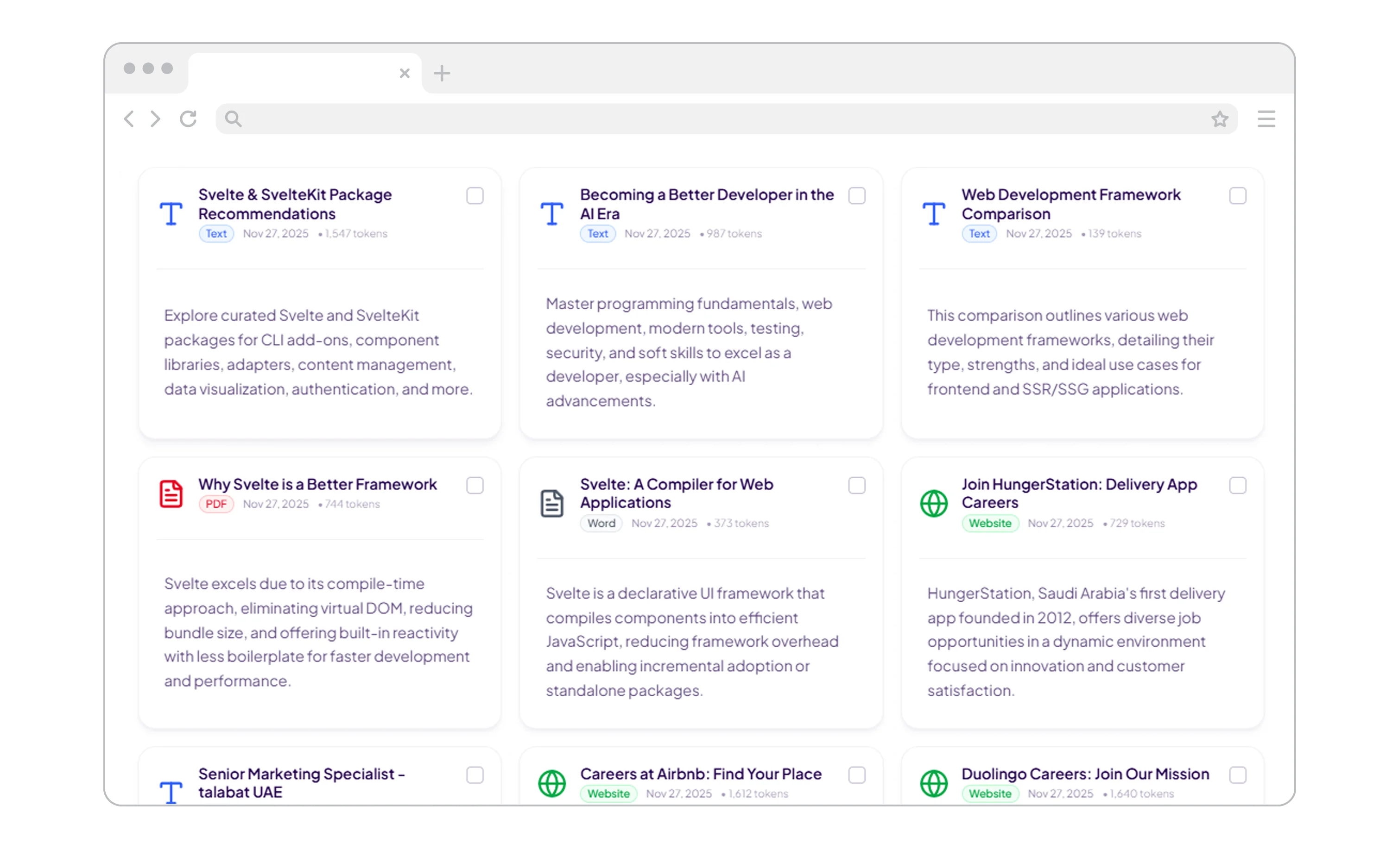 After: Organized project materials in a clean, structured interface